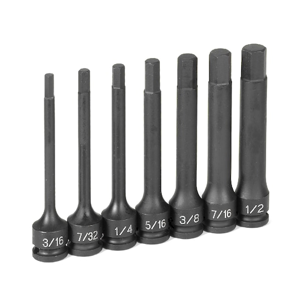 SKT SET 3/8" DR 7PC 4" FRACTNL HEX DRVR